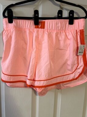 Free People Light Pink Athletic Shorts with Orange Trim